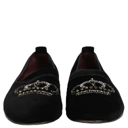 Black Crown Embellished Men Loafers Shoes