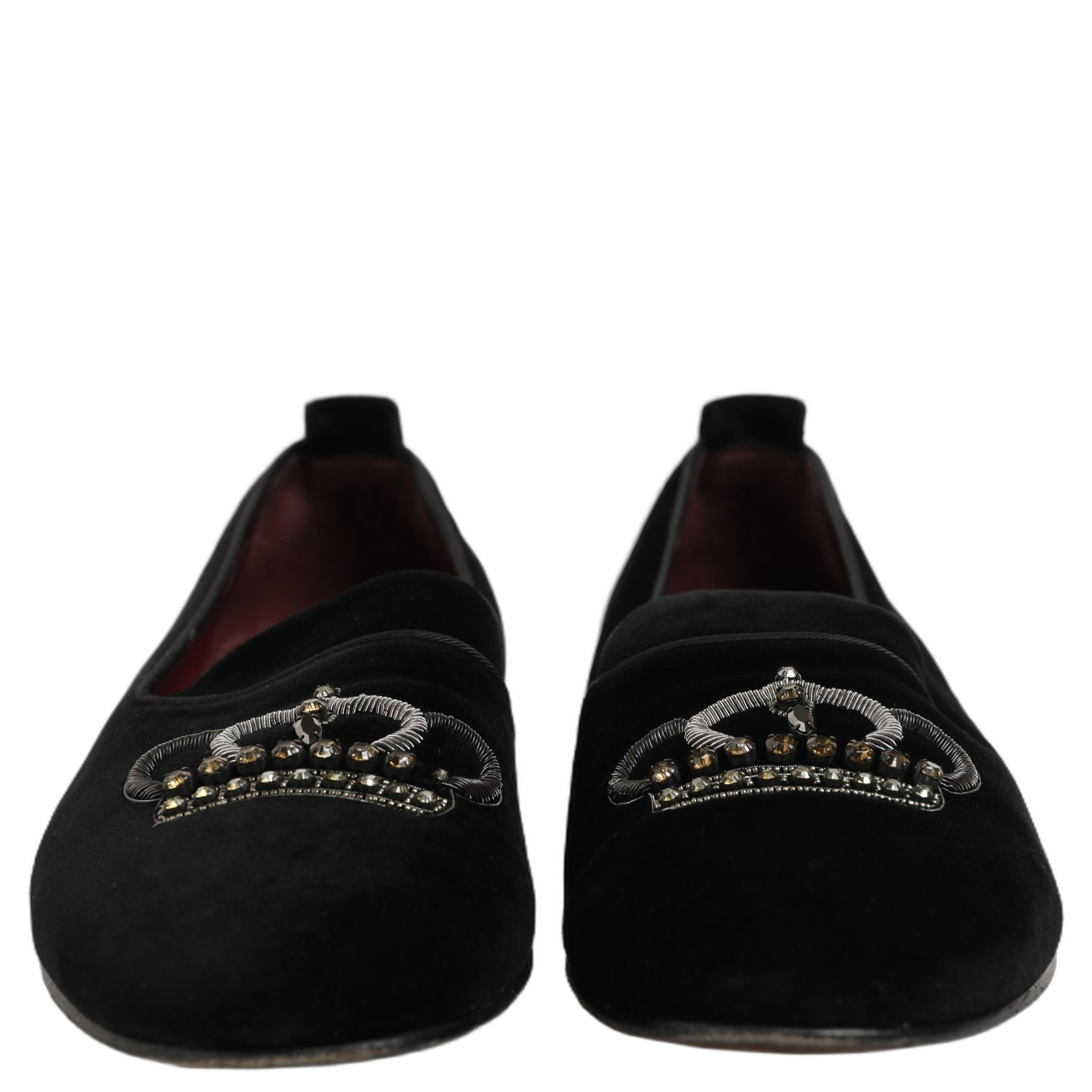 Black Crown Embellished Men Loafers Shoes