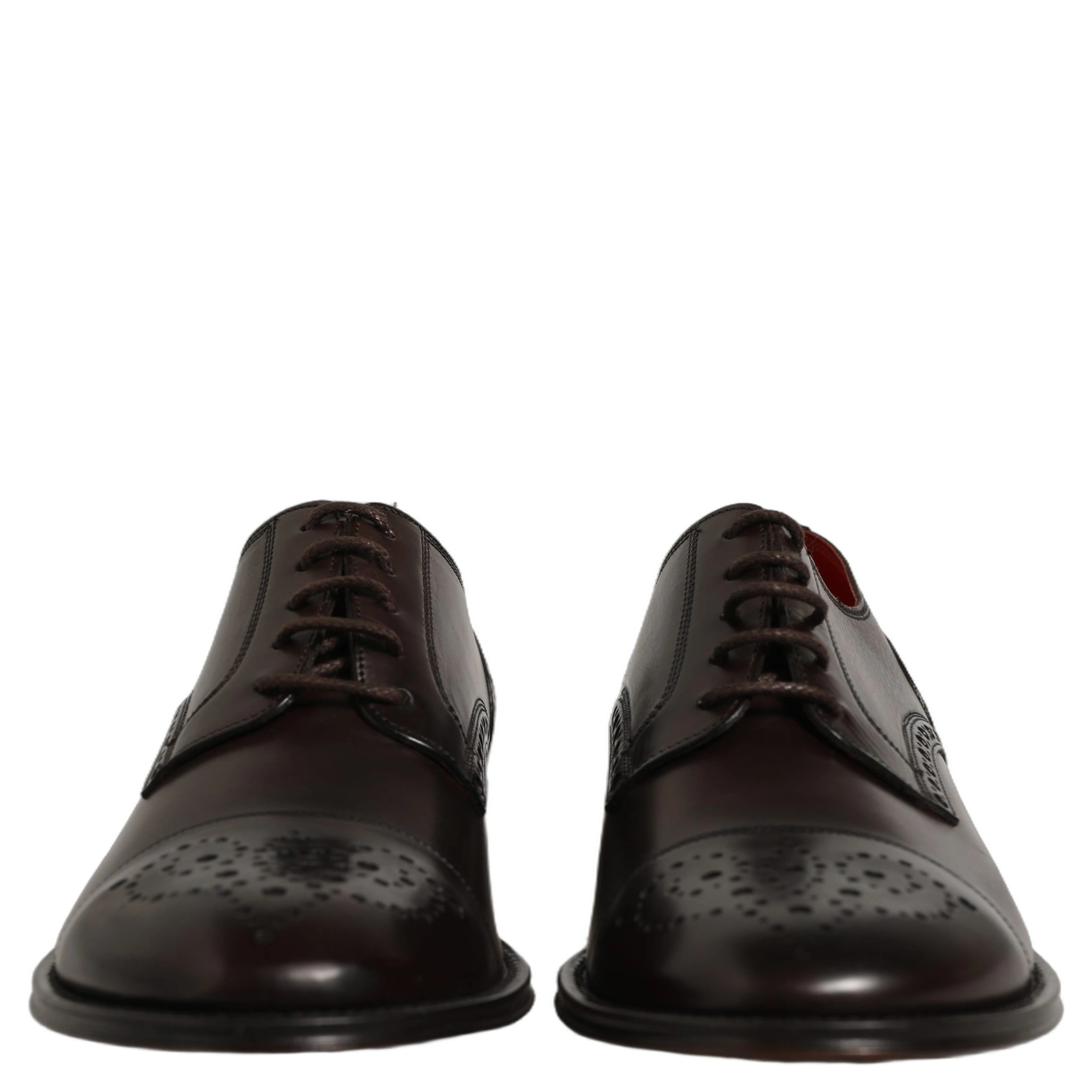 Maroon Calfskin Leather Derby Men Dress Shoes