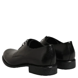 Black Calfskin Leather Derby Men Dress Shoes