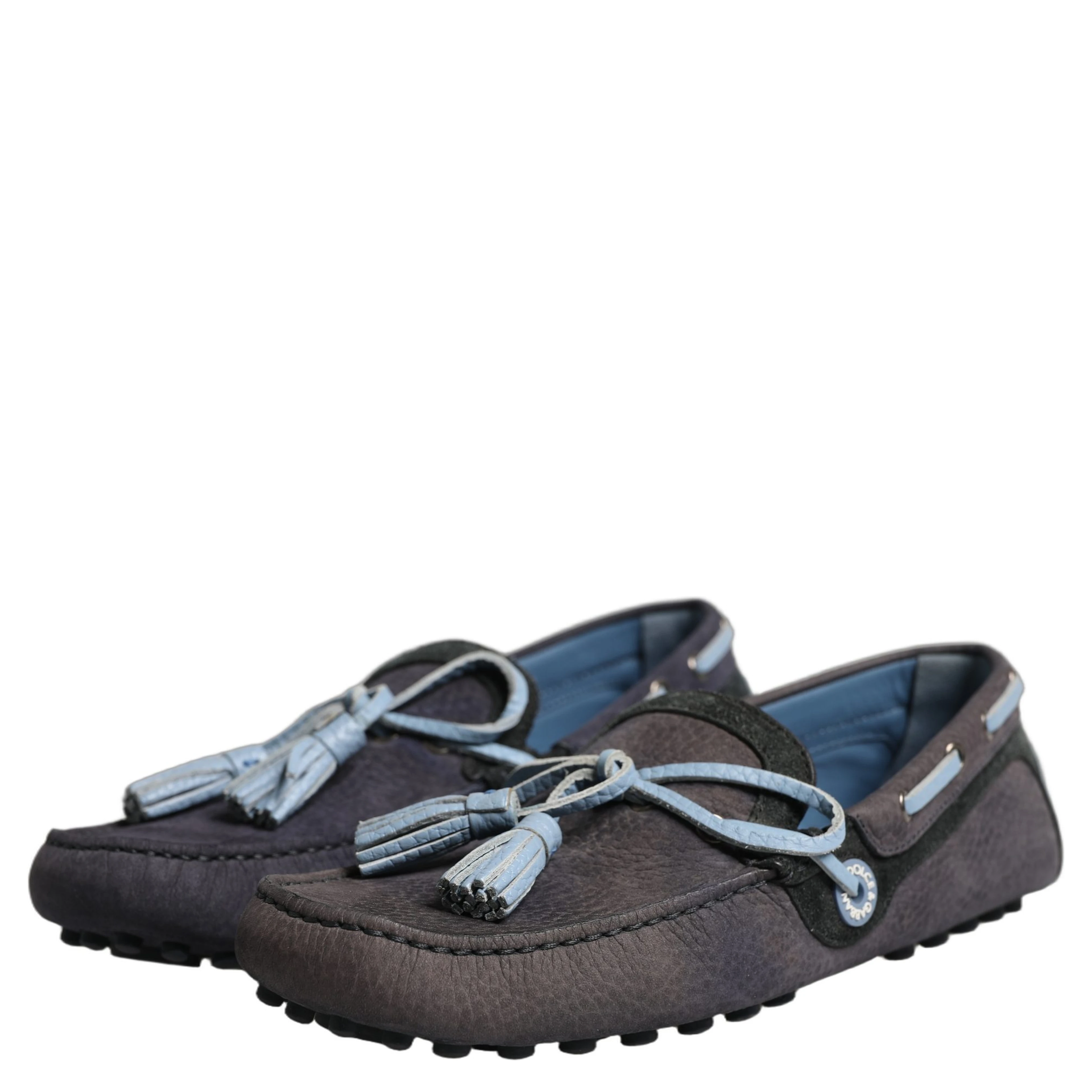 Navy Blue Suede Leather Tassel Loafers Shoes