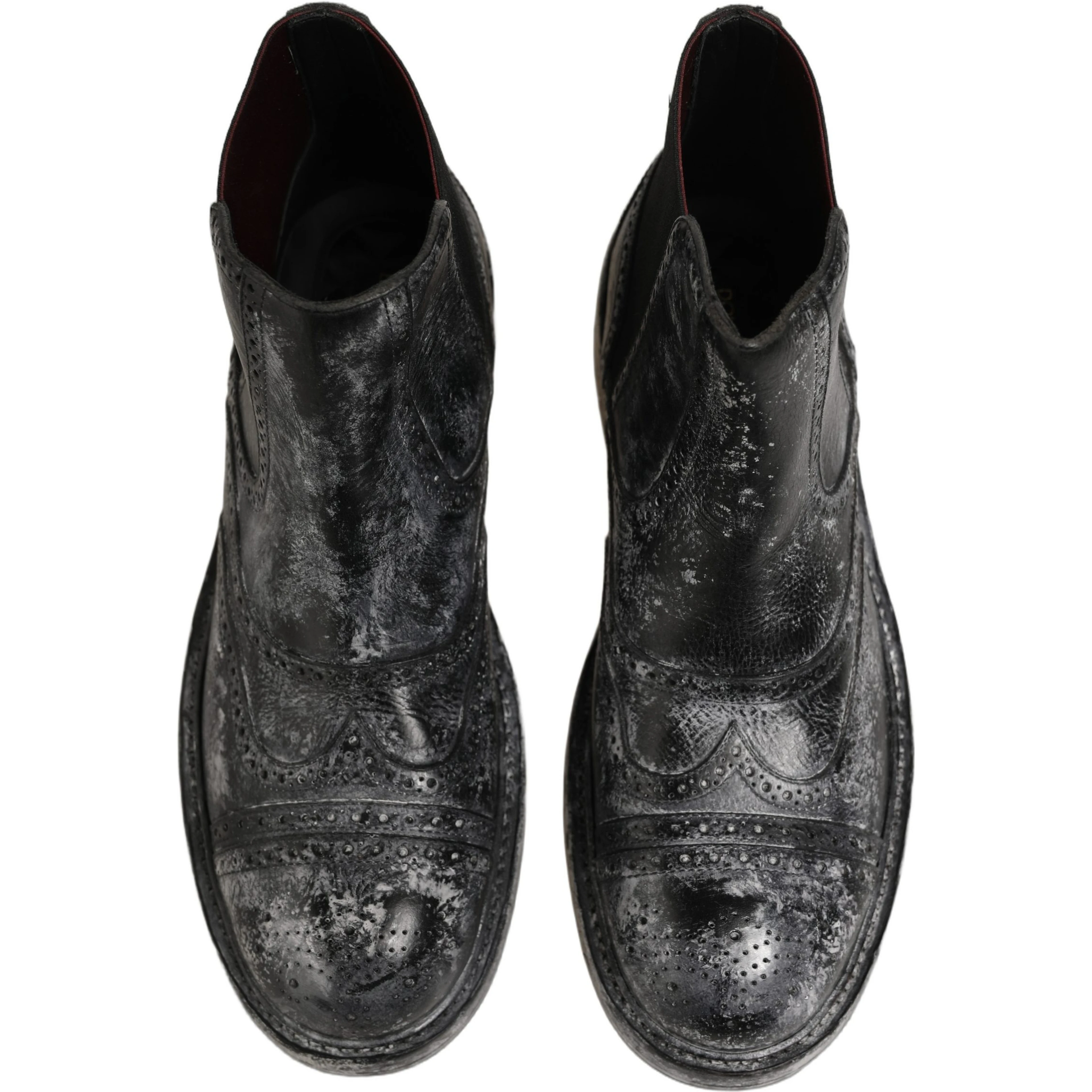 Black Gray Leather Ankle Chelsea Boots Shoes