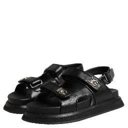 Black DG Logo Sandals Flats Slippers Shoes