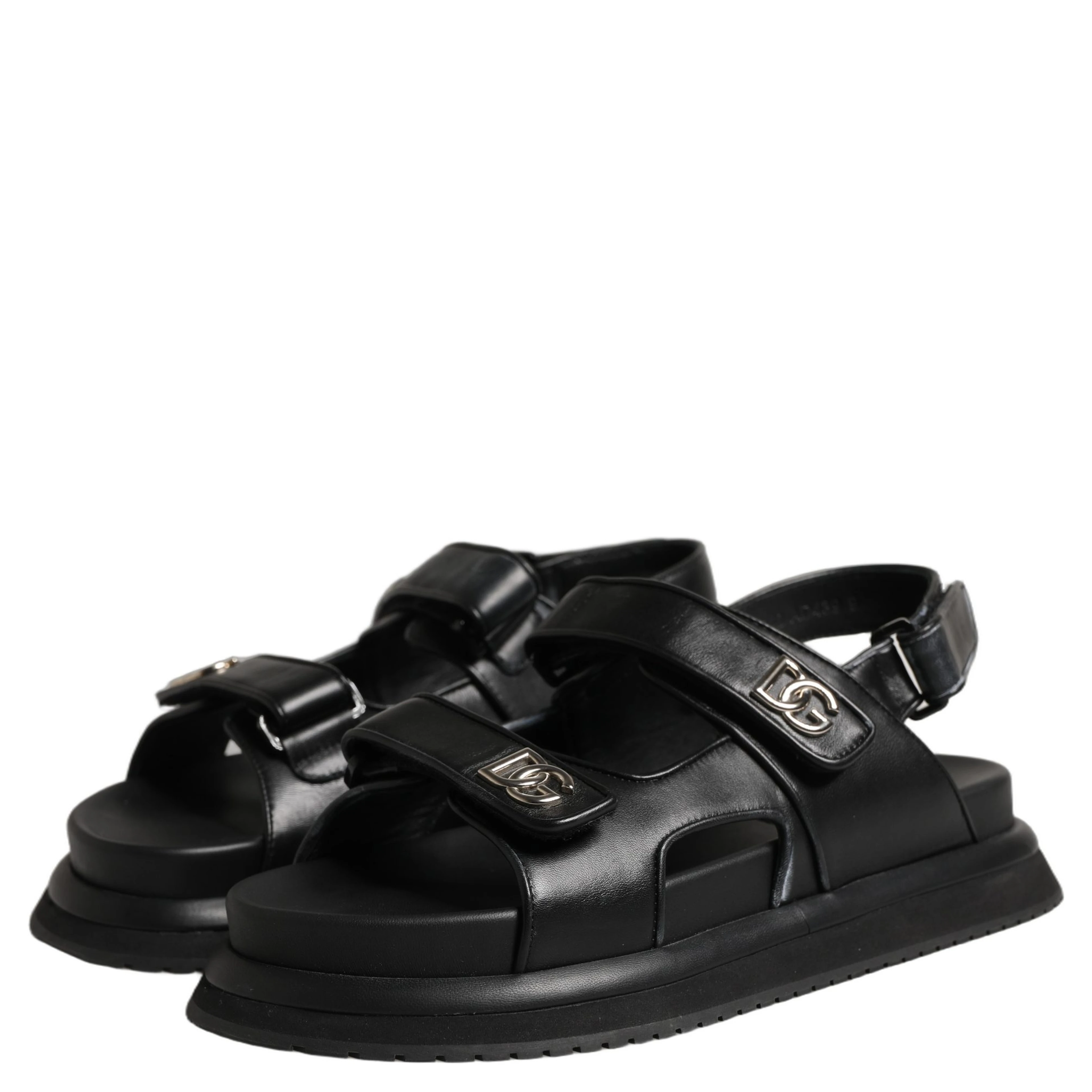 Black DG Logo Sandals Flats Slippers Shoes