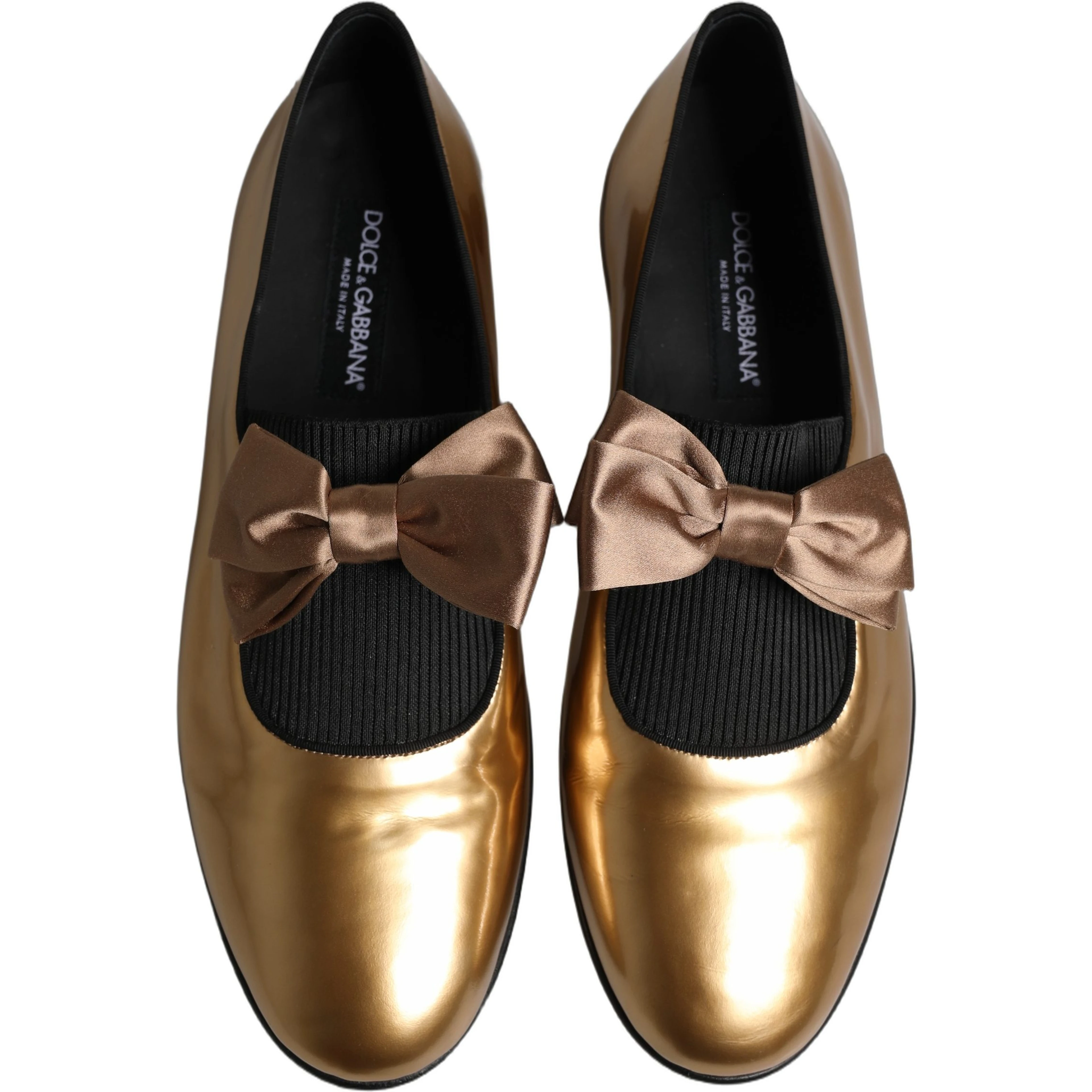 Metallic Gold Leather Flats Loafers Shoes