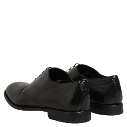 Black Calfskin Leather Derby Men Dress Shoes