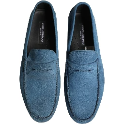 Blue Calfskin Leather Driver Loafers Shoes