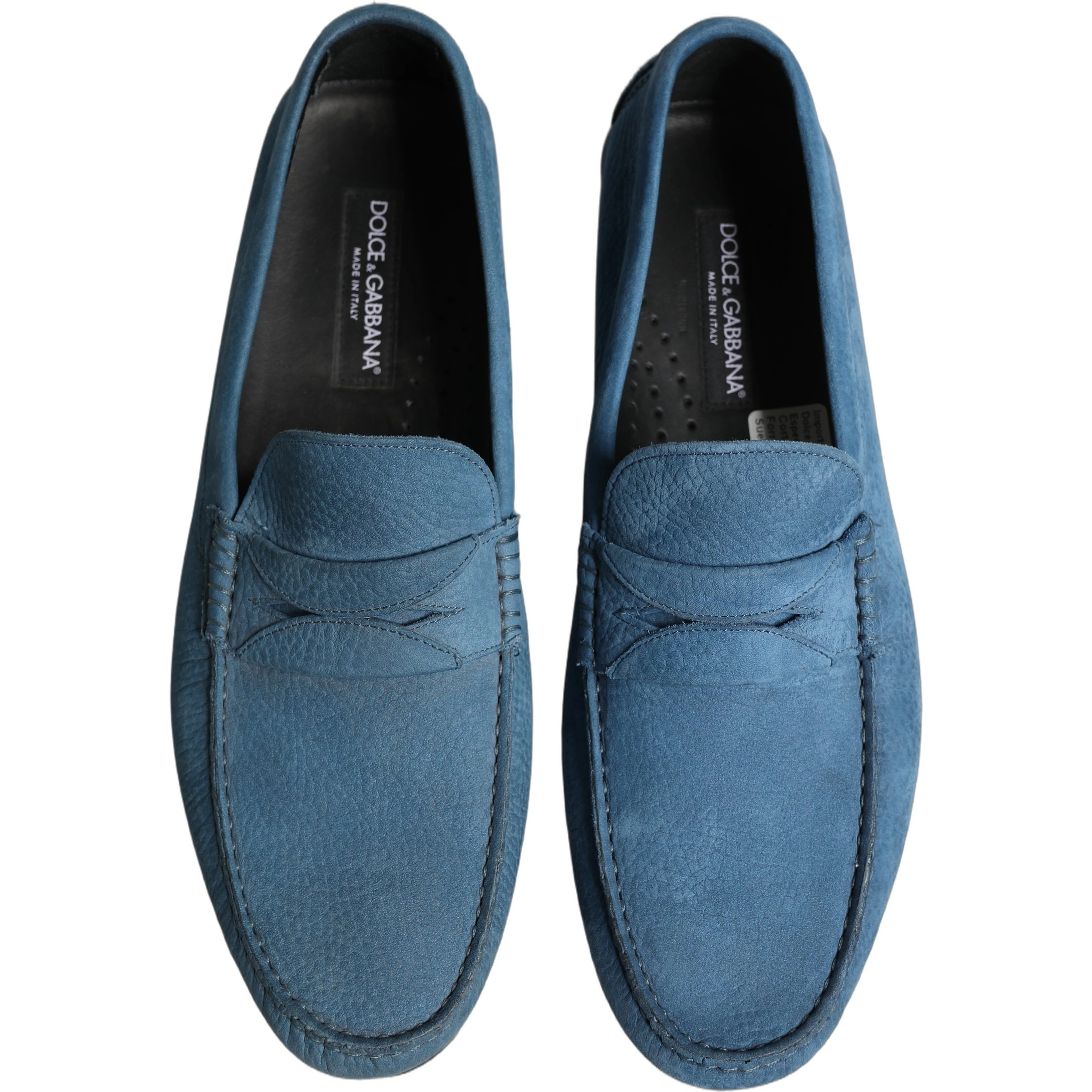 Blue Calfskin Leather Driver Loafers Shoes