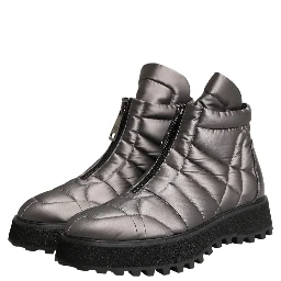 Silver Leather Quilted Men Ankle Boots Shoes