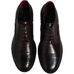 Maroon Calfskin Leather Derby Men Dress Shoes