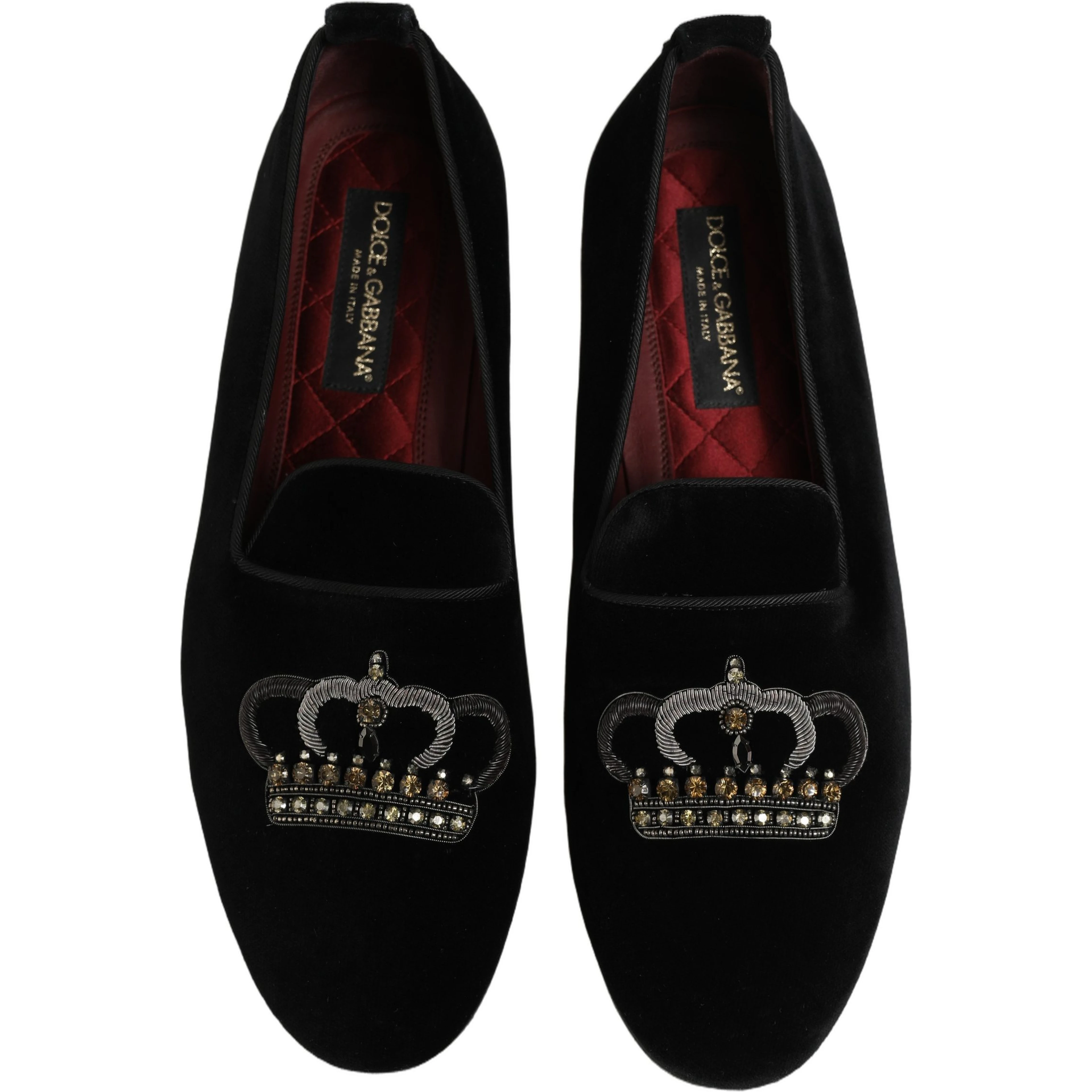 Black Crown Embellished Men Loafers Shoes