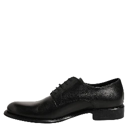 Black Calfskin Leather Derby Men Dress Shoes