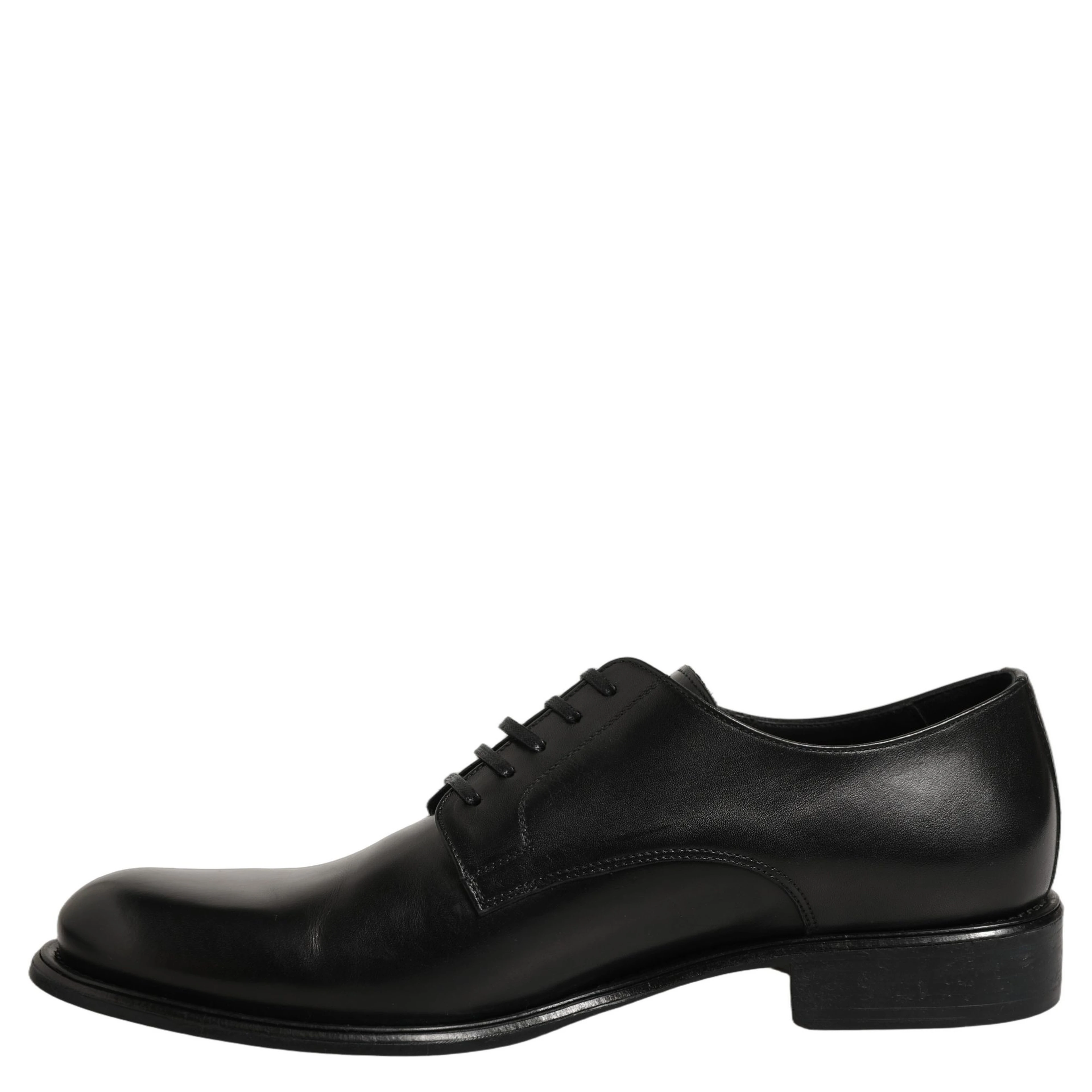 Black Calfskin Leather Derby Men Dress Shoes