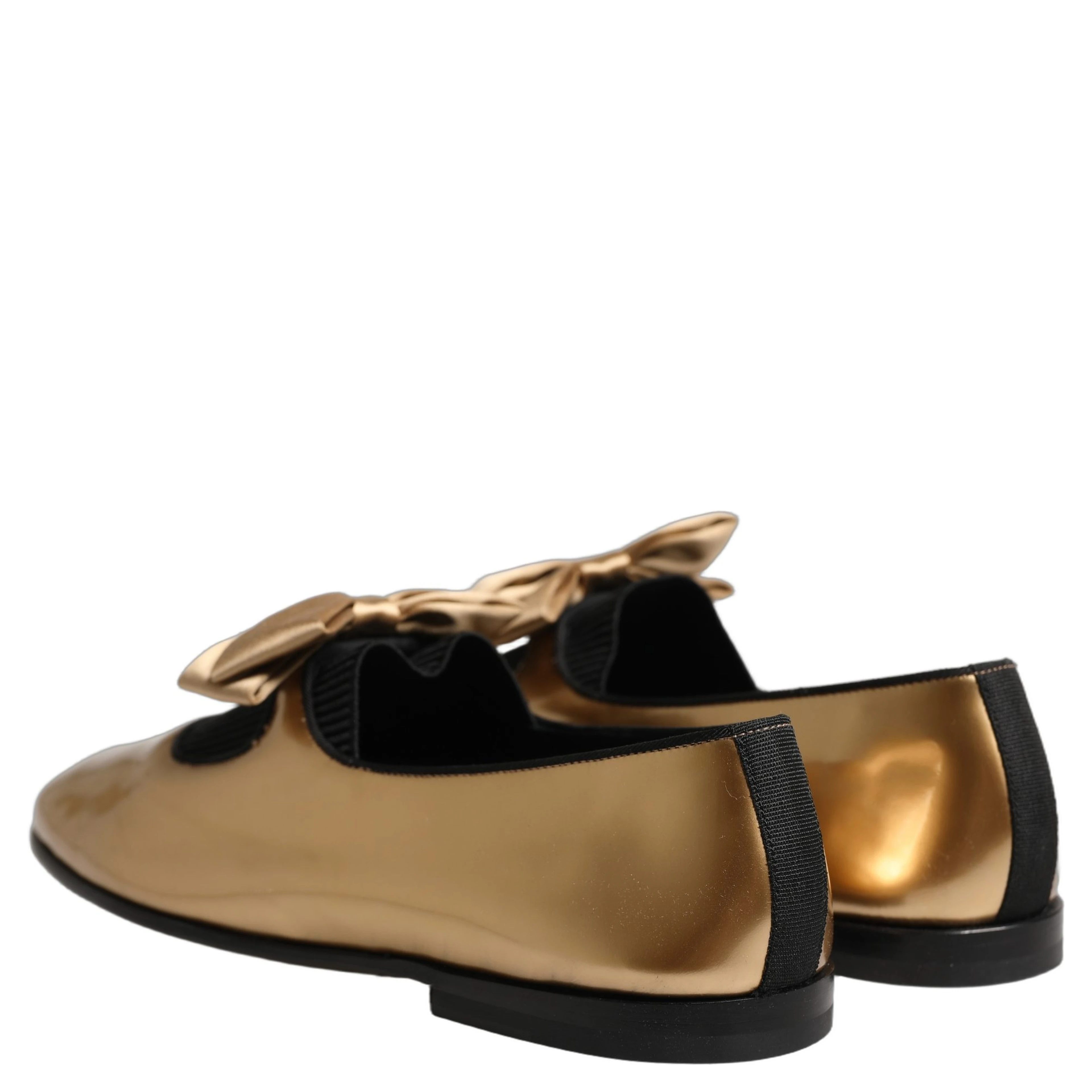 Metallic Gold Leather Flats Loafers Shoes