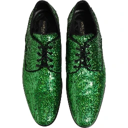 Dress Green Sequined Lace Up Men Derby Shoes