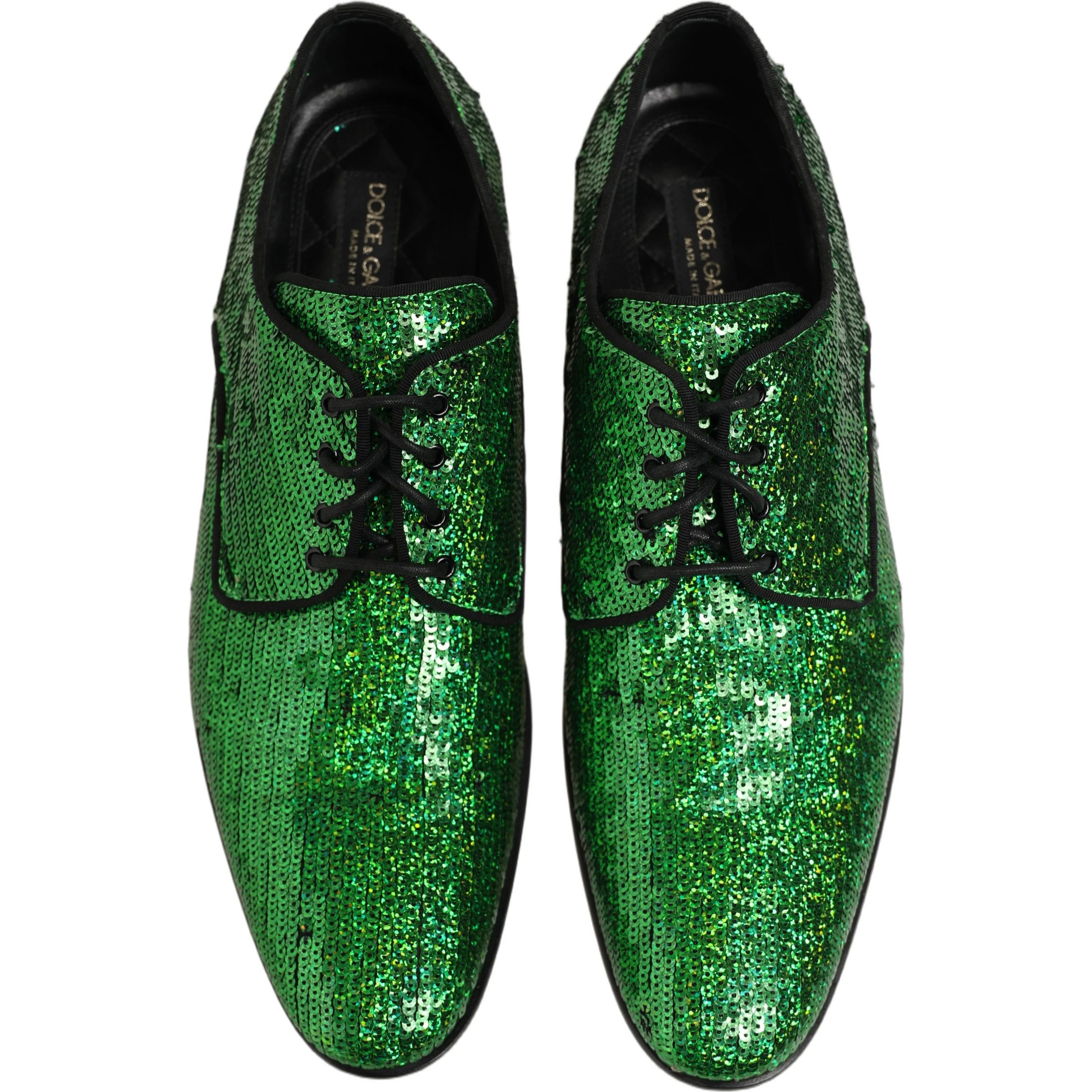 Dress Green Sequined Lace Up Men Derby Shoes