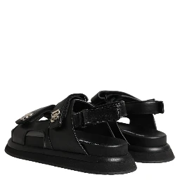 Black DG Logo Sandals Flats Slippers Shoes
