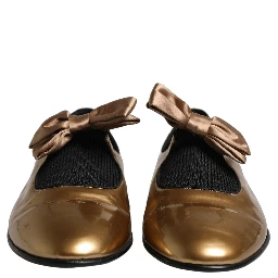 Metallic Gold Leather Flats Loafers Shoes