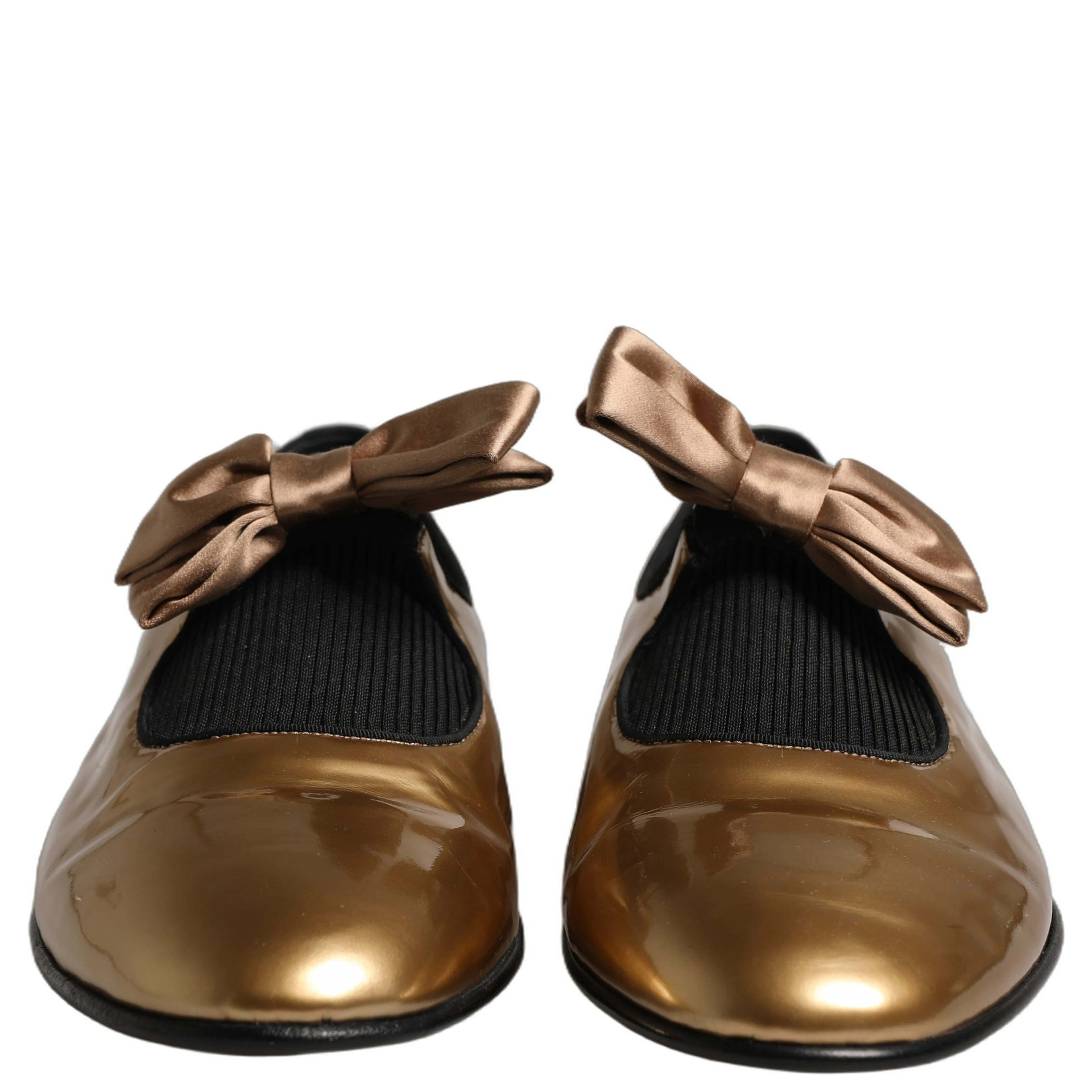 Metallic Gold Leather Flats Loafers Shoes