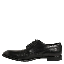 Black Calfskin Leather Derby Men Dress Shoes