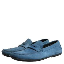 Blue Calfskin Leather Driver Loafers Shoes
