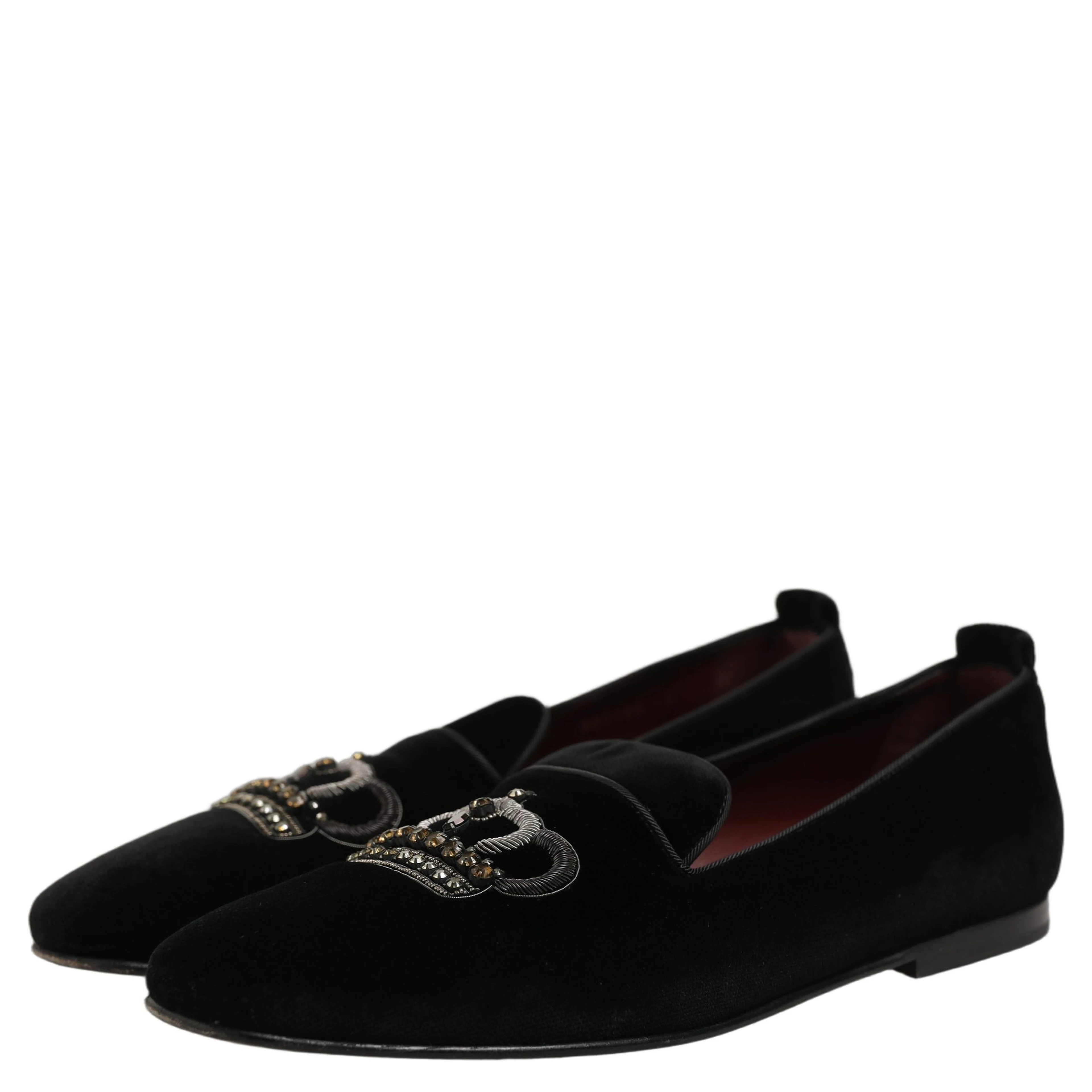 Black Crown Embellished Men Loafers Shoes
