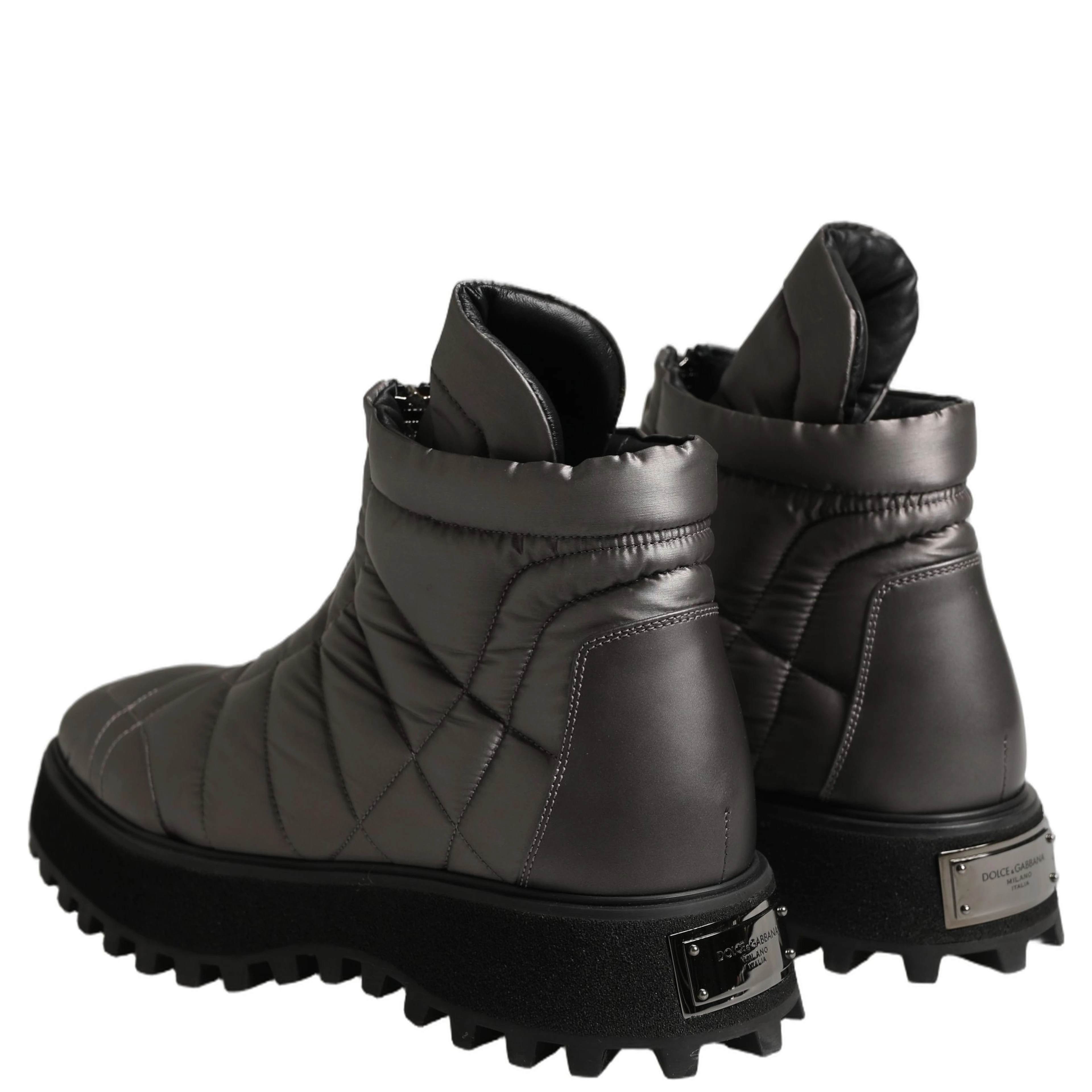 Silver Leather Quilted Men Ankle Boots Shoes