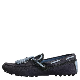 Navy Blue Suede Leather Tassel Loafers Shoes