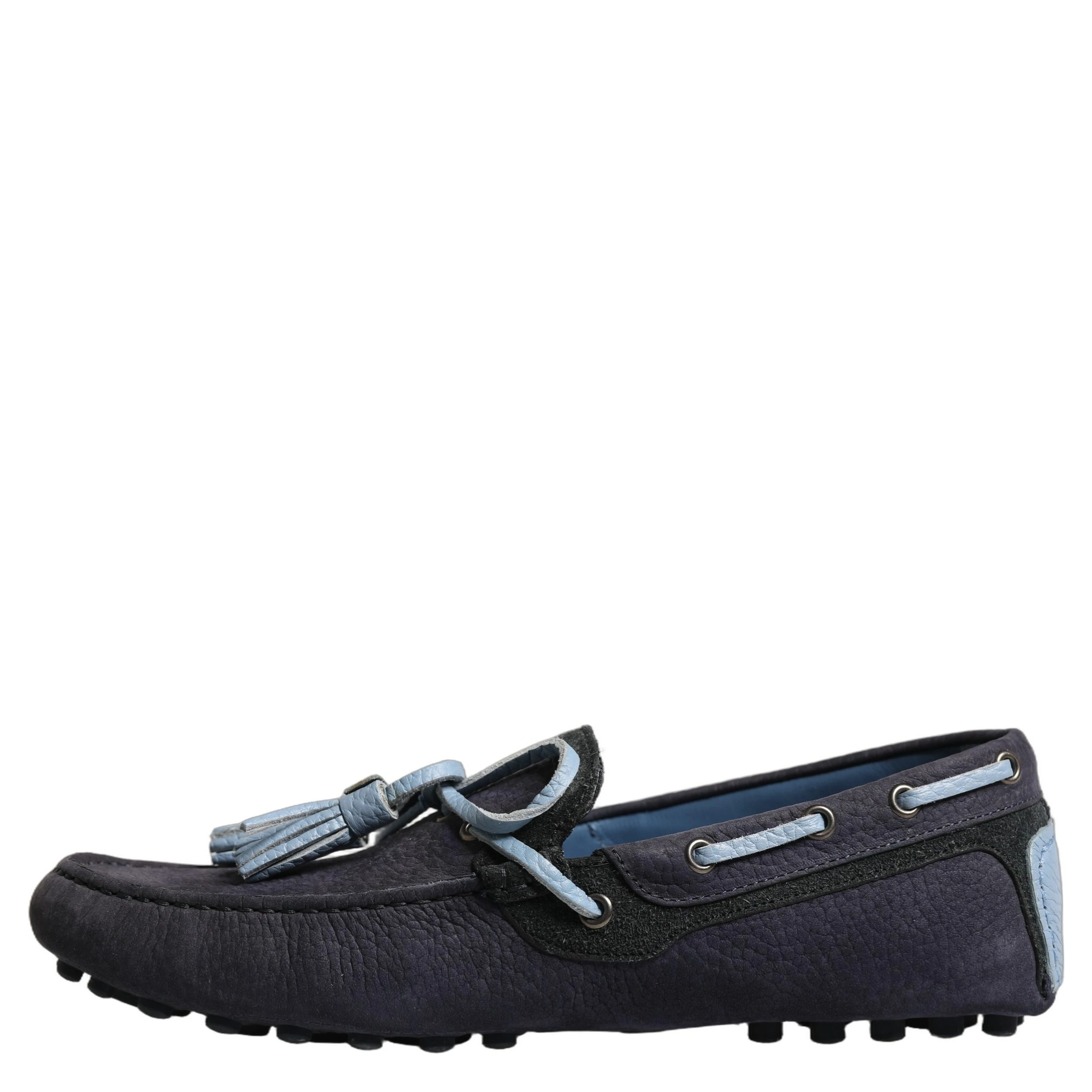 Navy Blue Suede Leather Tassel Loafers Shoes