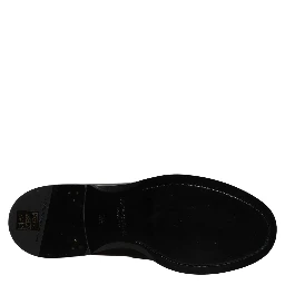 Black Leather Logo Plaque Loafers Shoes