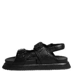 Black DG Logo Sandals Flats Slippers Shoes