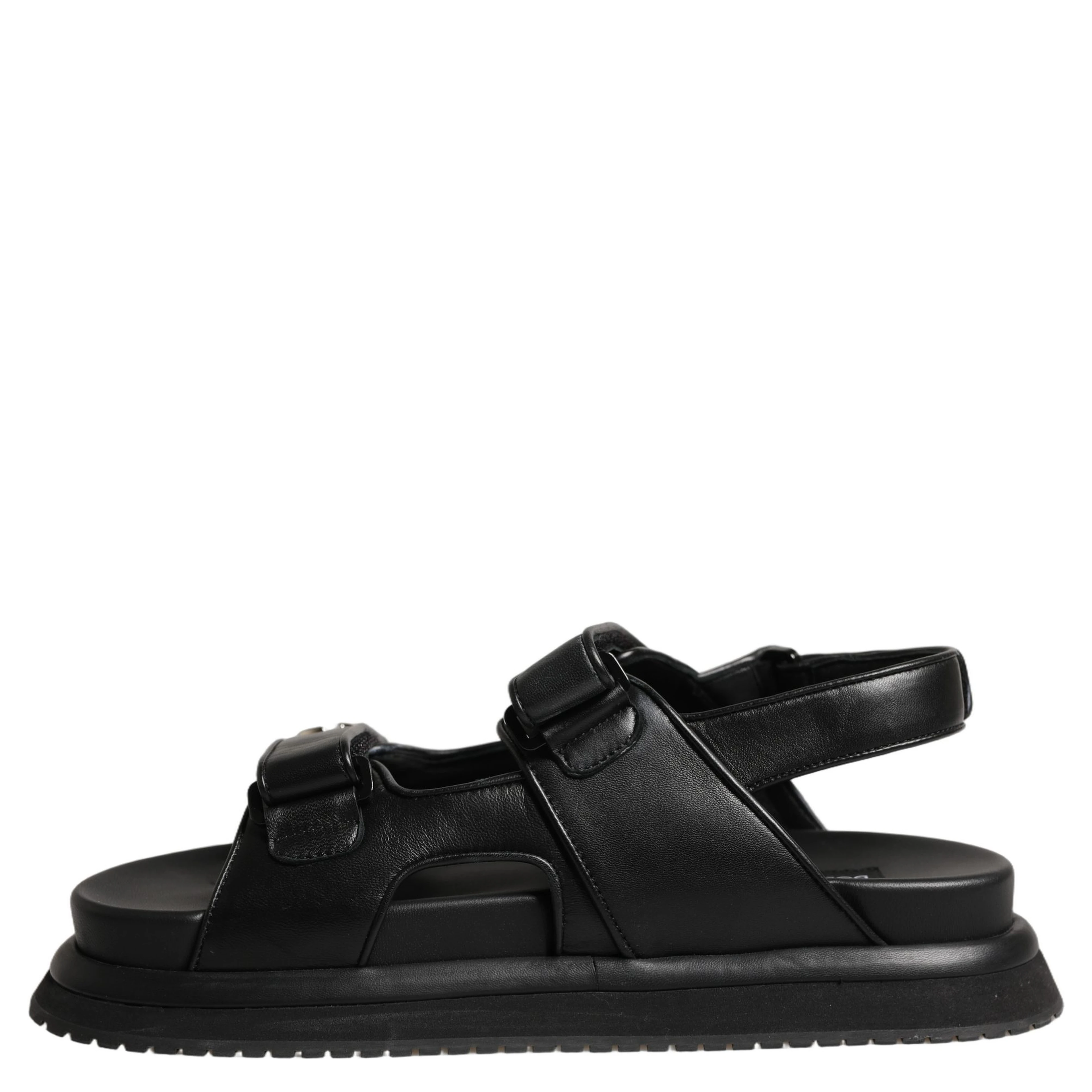 Black DG Logo Sandals Flats Slippers Shoes