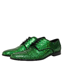 Dress Green Sequined Lace Up Men Derby Shoes