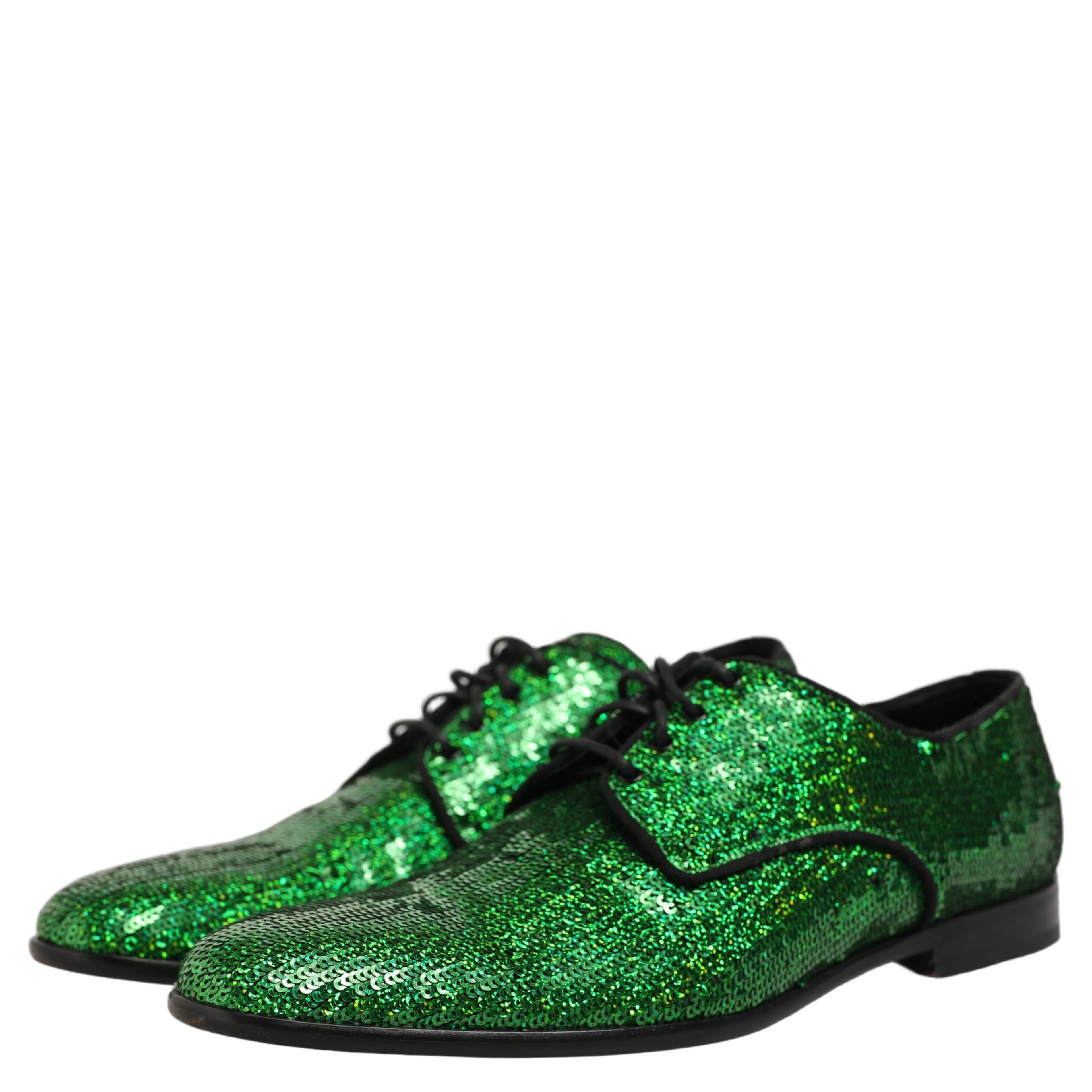 Dress Green Sequined Lace Up Men Derby Shoes