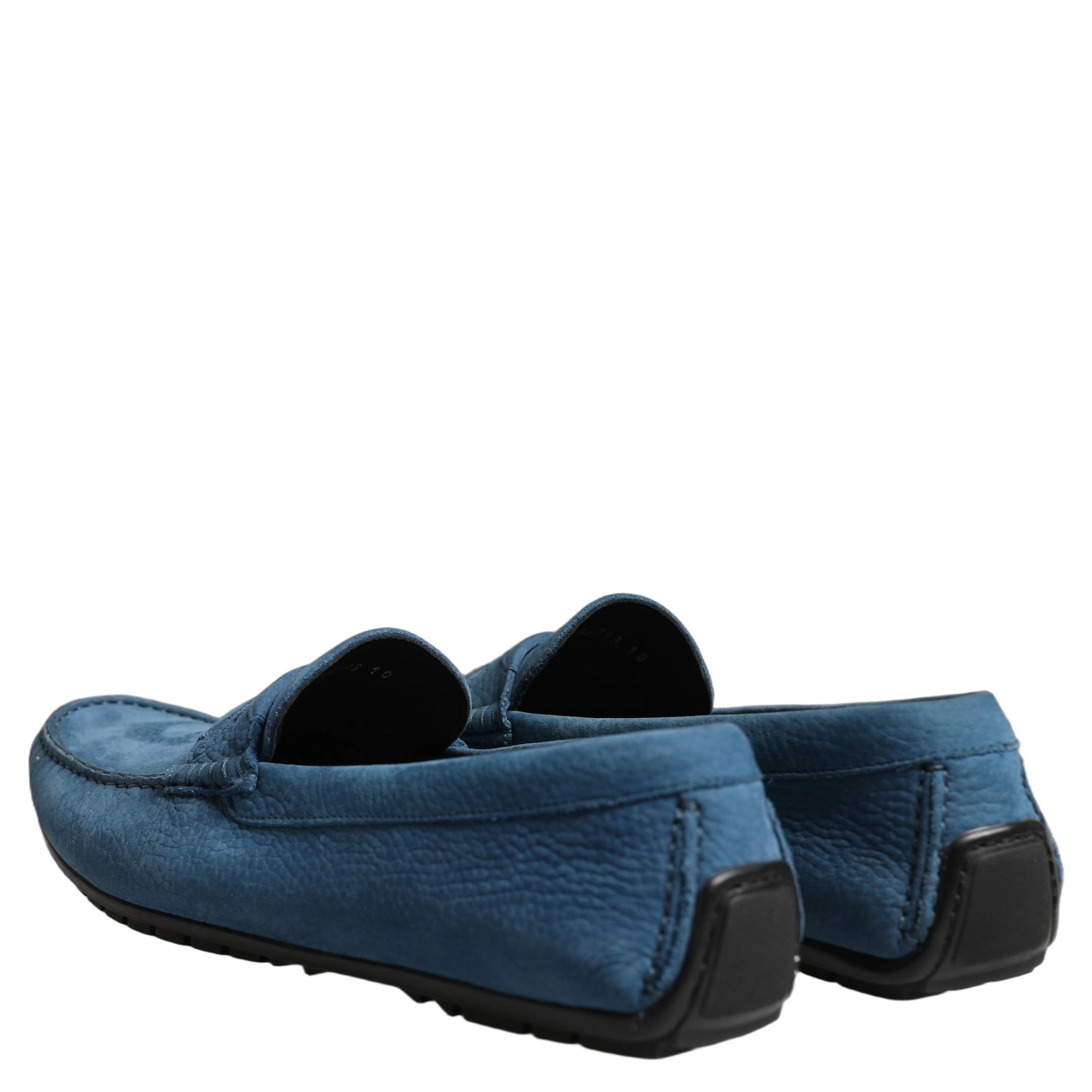 Blue Calfskin Leather Driver Loafers Shoes