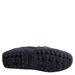 Navy Blue Suede Leather Tassel Loafers Shoes