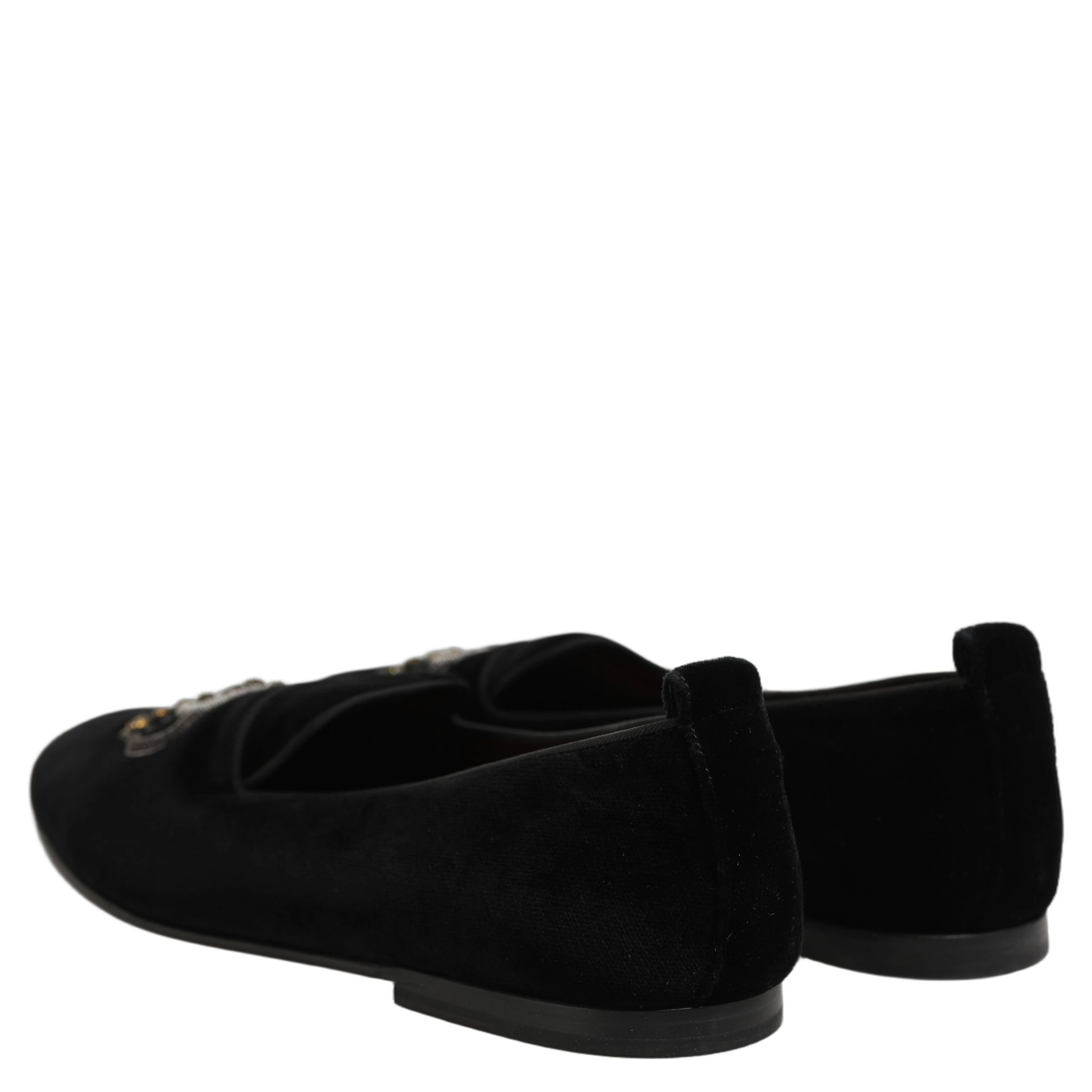 Black Crown Embellished Men Loafers Shoes