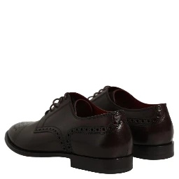Maroon Calfskin Leather Derby Men Dress Shoes