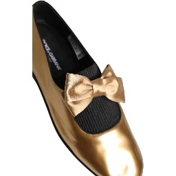 Metallic Gold Leather Flats Loafers Shoes