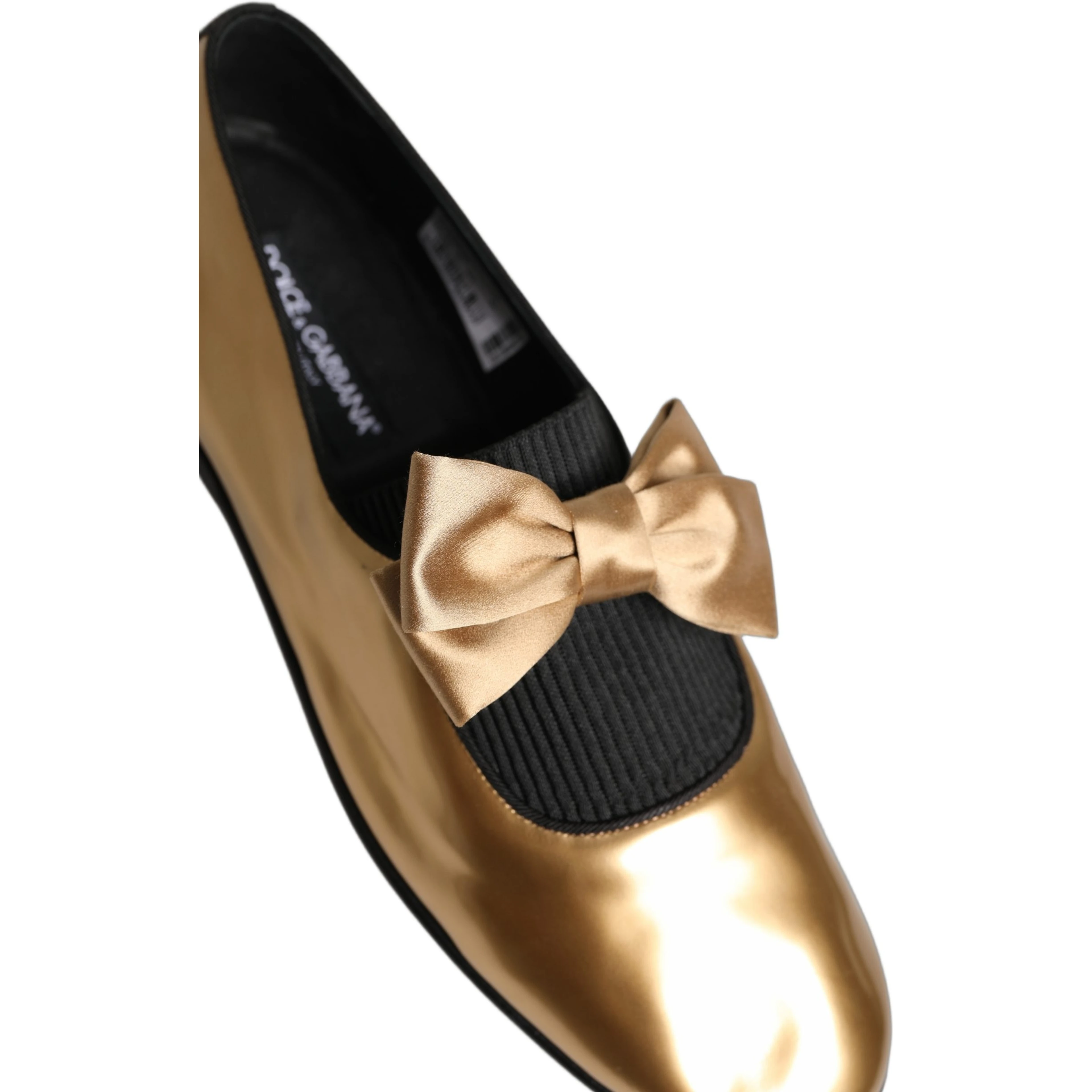 Metallic Gold Leather Flats Loafers Shoes