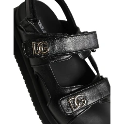 Black DG Logo Sandals Flats Slippers Shoes