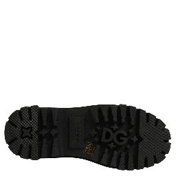 Black Calfskin Leather Trekking Derby Shoes