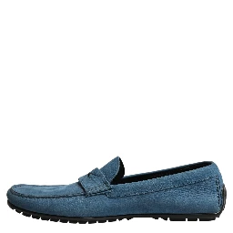 Blue Calfskin Leather Driver Loafers Shoes