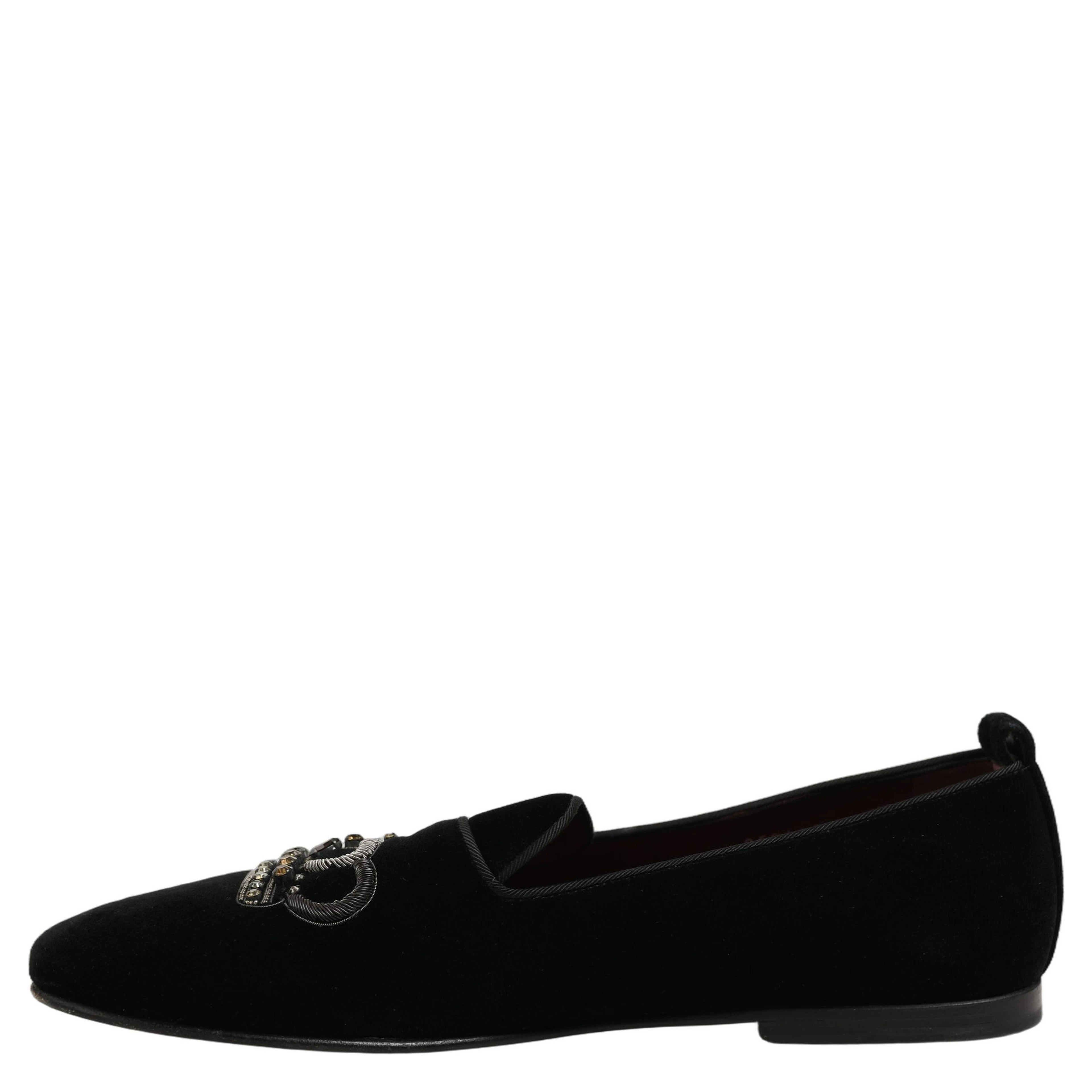 Black Crown Embellished Men Loafers Shoes