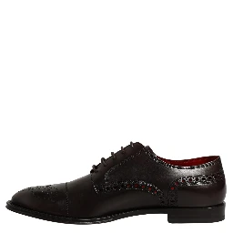 Maroon Calfskin Leather Derby Men Dress Shoes