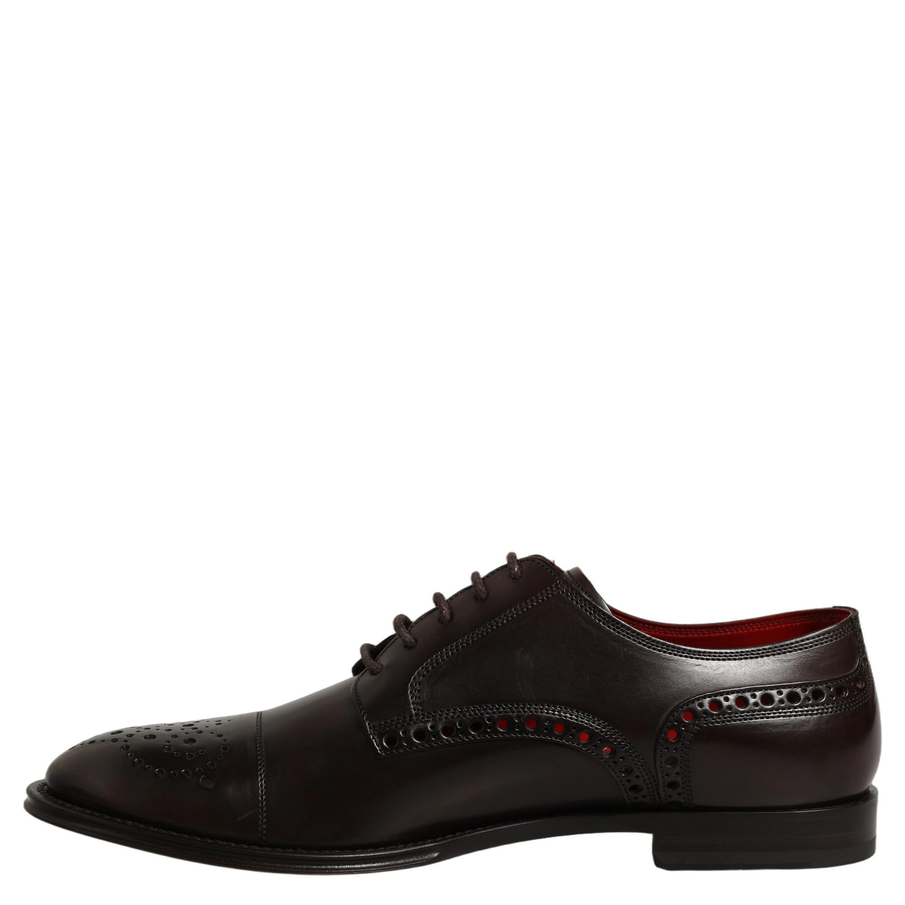 Maroon Calfskin Leather Derby Men Dress Shoes