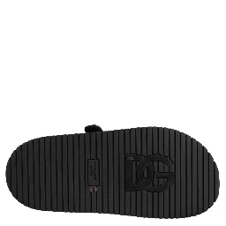 Black DG Logo Sandals Flats Slippers Shoes