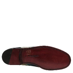 Metallic Blue Silver Leather DG Loafers Shoes