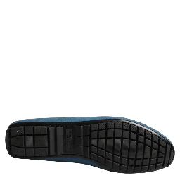 Blue Calfskin Leather Driver Loafers Shoes