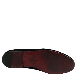 Black Crown Embellished Men Loafers Shoes